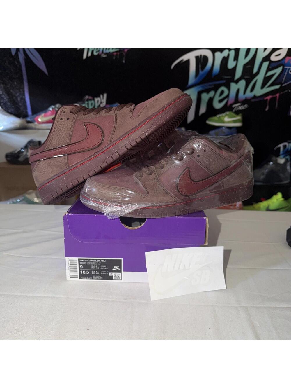 Size 9 - Nike Dunk Premium SB Low City of Love Collection - Burgundy Crush